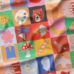 Tela impermeable estampada FUNNY Rosa / Multicolor